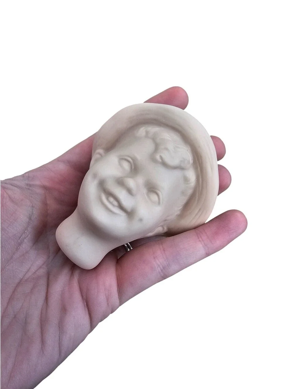 Vintage Unpainted Bisque Doll Head Little Boy 